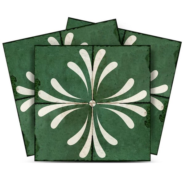 MI ALMA Green and Gray R1111 7 in. x 7 in. Vinyl Peel and Stick Backsplash Tiles (24-Pack)