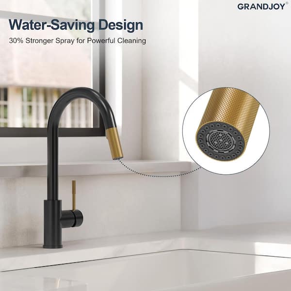 GRANDJOY 16 in. H 360° Swivel Pull Down Sprayer Kitchen Faucet 2