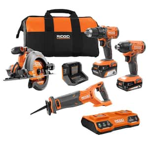 18V Cordless 4-Tool Combo Kit with 4.0 Ah Battery, 2.0 Ah Battery, Charger, Bag and 18V Dual Port Simultaneous Charger