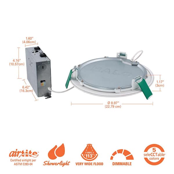 HLB 8 in. Adjustable CCT Canless IC Rated Dimmable Indoor, Outdoor Integrated LED Recessed Light Kit