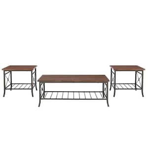 Helge 47.5 in. L Chestnut Rectangle Wood Top 3pack Occasional Coffee Table and Accent/End Tables