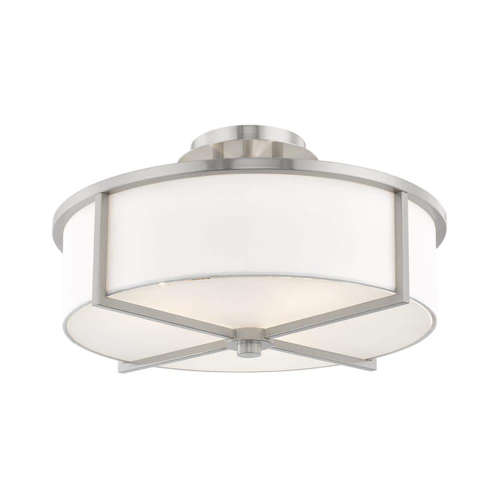 Wesley Brushed Nickel 3-Light Drum Ceiling Mount