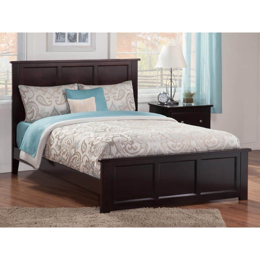 Madison Espresso King Solid Wood Platform Bed with Headboard