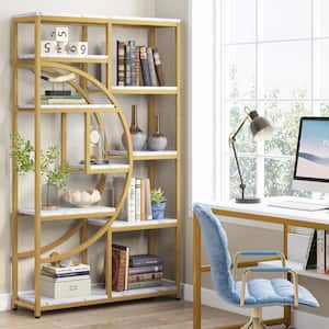 Eulas 68.89 in. Tall Brown Wood 9-Shelf Bookcase Bookshelf with Storage Shelves for Home Office, Living Room