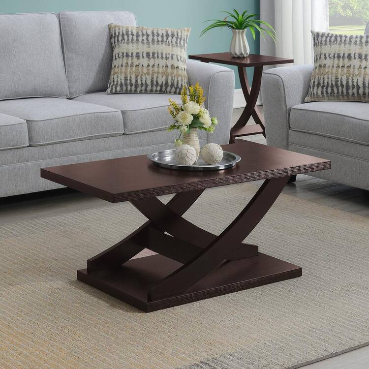 Convenience Concepts Newport Criss-Cross 42 in. Espresso Rectangle MDF Coffee Table