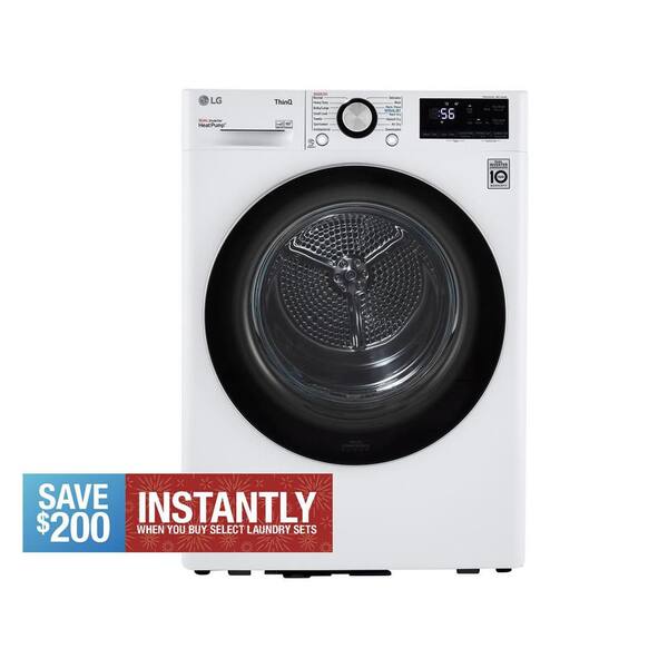 24 in. W 4.2 Cu. Ft. Ventless Stackable Compact SMART Electric Dryer in White with Dual Inverter HeatPump Technology