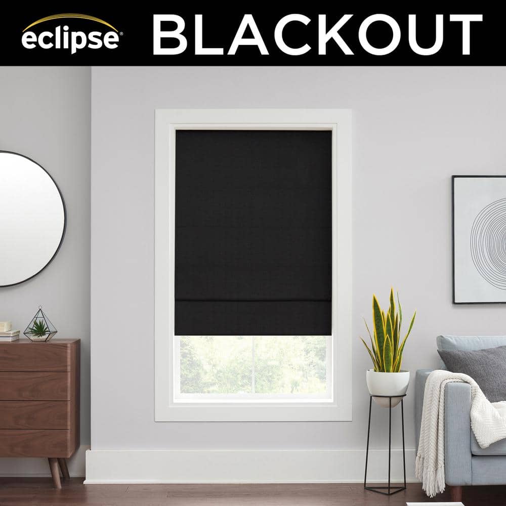 Black Fabric Cordless Blackout Roman Shade 23" x 64"