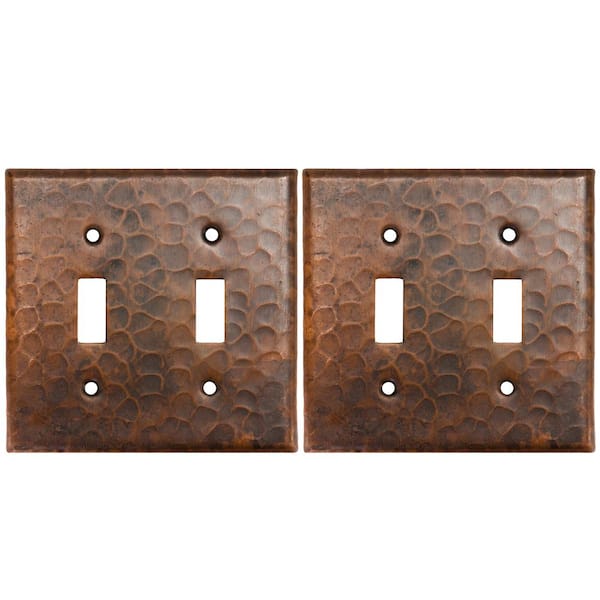Premier Copper Products 2 Gang Hammered Copper Toggle Switch Plate, Oil Rubbed Bronze (Quantity 2)
