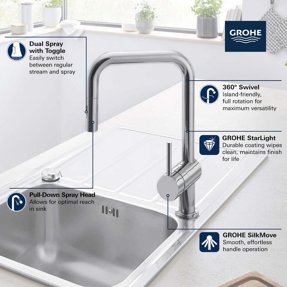 Stainless Steel Modern Pull-Out Spray Kitchen Faucet
