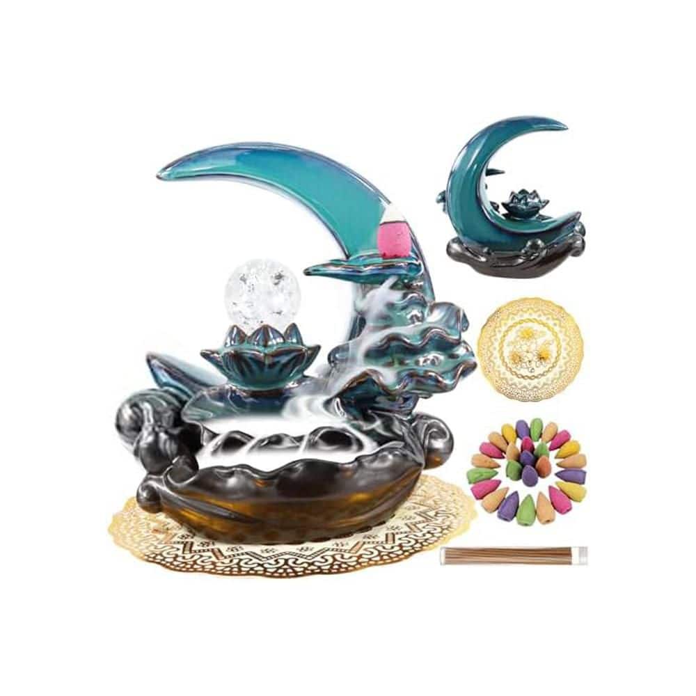 Afoxsos Ceramic Backflow Incense Burner with 60-Cones and 40