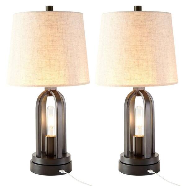 Black Table Lamp Set With Usb Port, Table Lamp Sets With Usb Port