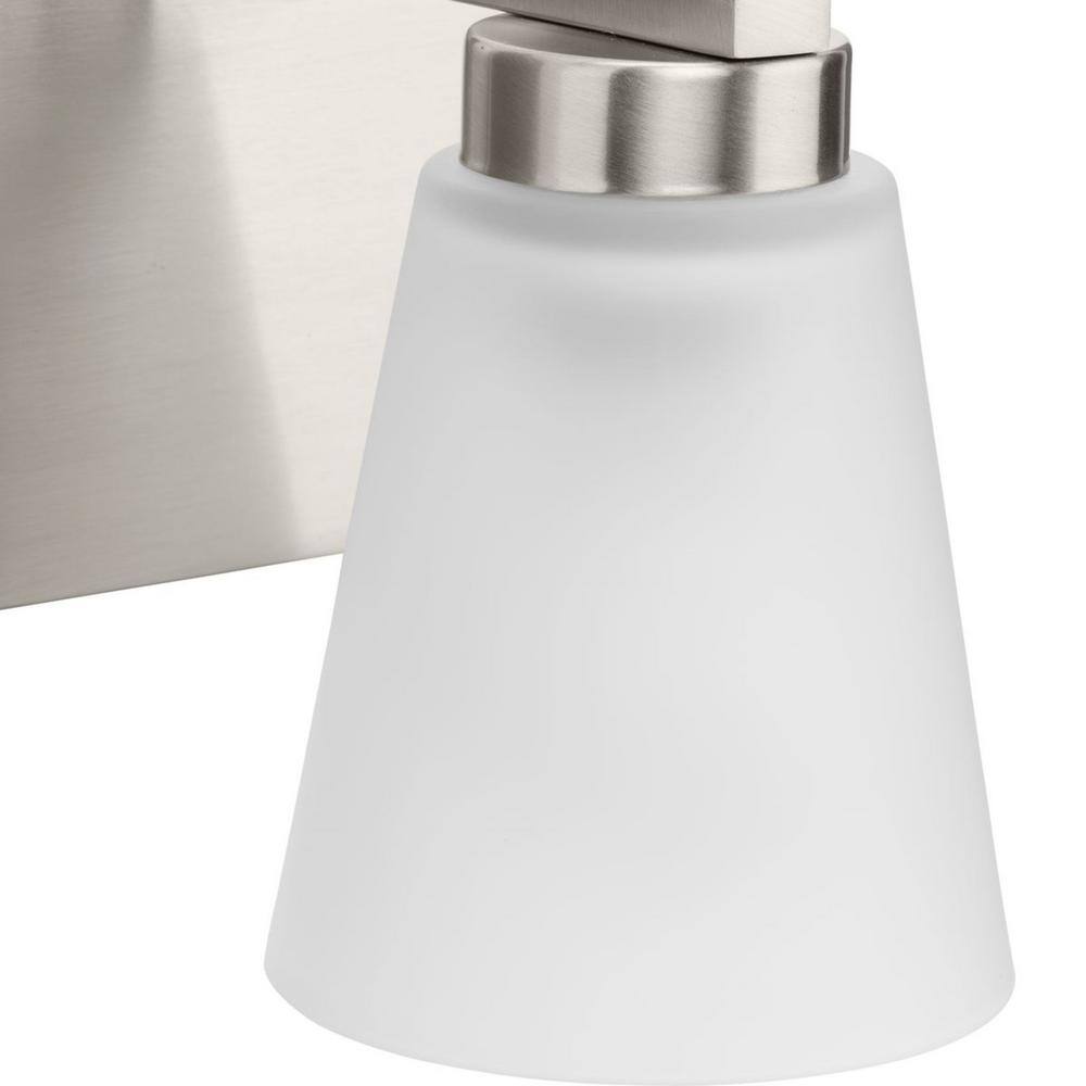 Brushed Nickel 1-Light Vanity with Etched Glass Shade