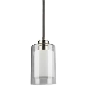 Leslie 100-Watt 1-Light Brushes Nickel Bulb Pendant Lights Glass