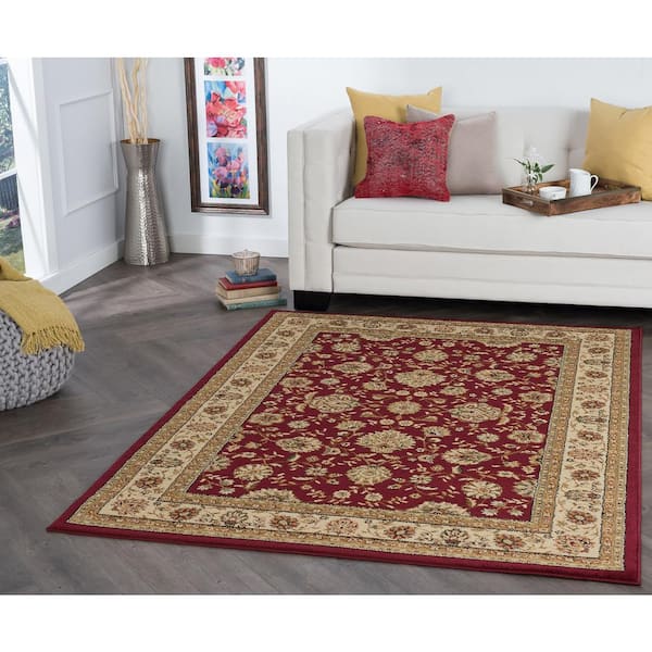 Elegance Floral Red 9 ft. x 13 ft. Indoor Area Rug
