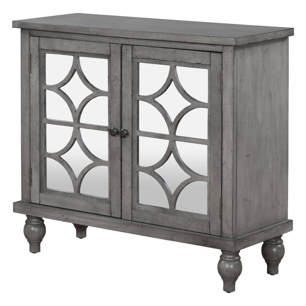 URTR Dark Grey Wood Sideboard Storage Cabinet with Doors and Adjustable ...