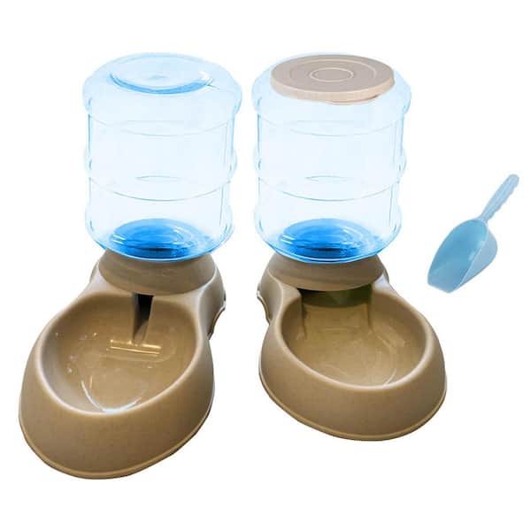 Unbranded Automatic Cat and Dog Feeder Water Dispenser Set with Food Scoop Non-Toxic Plastic Gravity System Easy Clean 1 Gallon