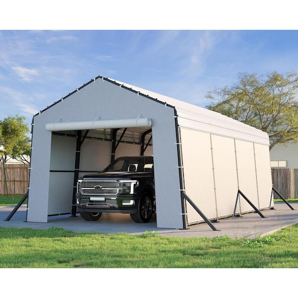 12 ft. W x 20 ft. D x 10.5 ft. H Metal Carport with Removable Waterproof Sidewalls