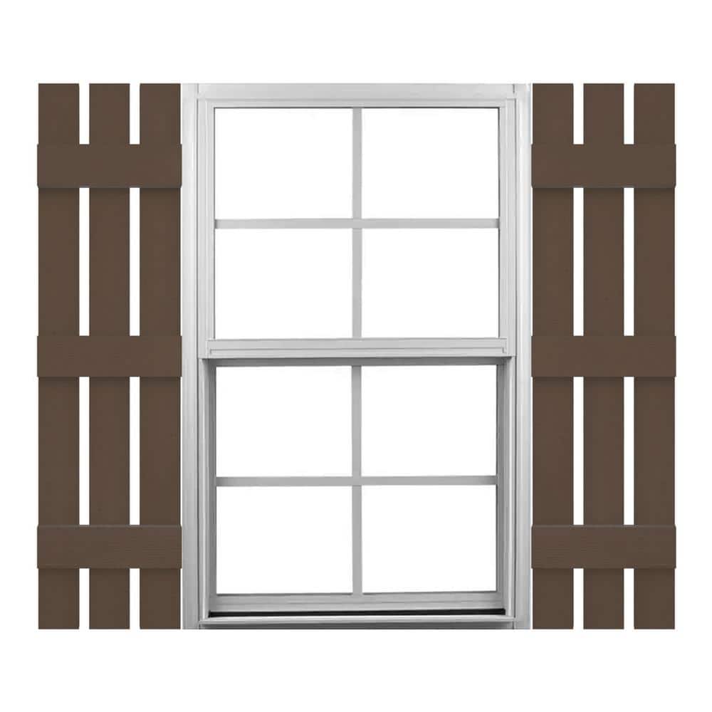 French Roast Vinyl Board and Batten Decorative Shutters, 12" x 59"