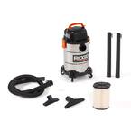 6 Gal. 4.25-Peak HP Stainless Steel Wet/Dry Shop Vacuum with Filter, Hose and Accessories