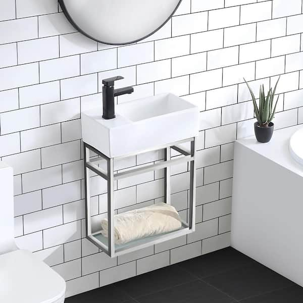 Pierre 18.9 in. W x 20 in. H Vanity in Chrome with Ceramic Vanity Top in White with White Basin