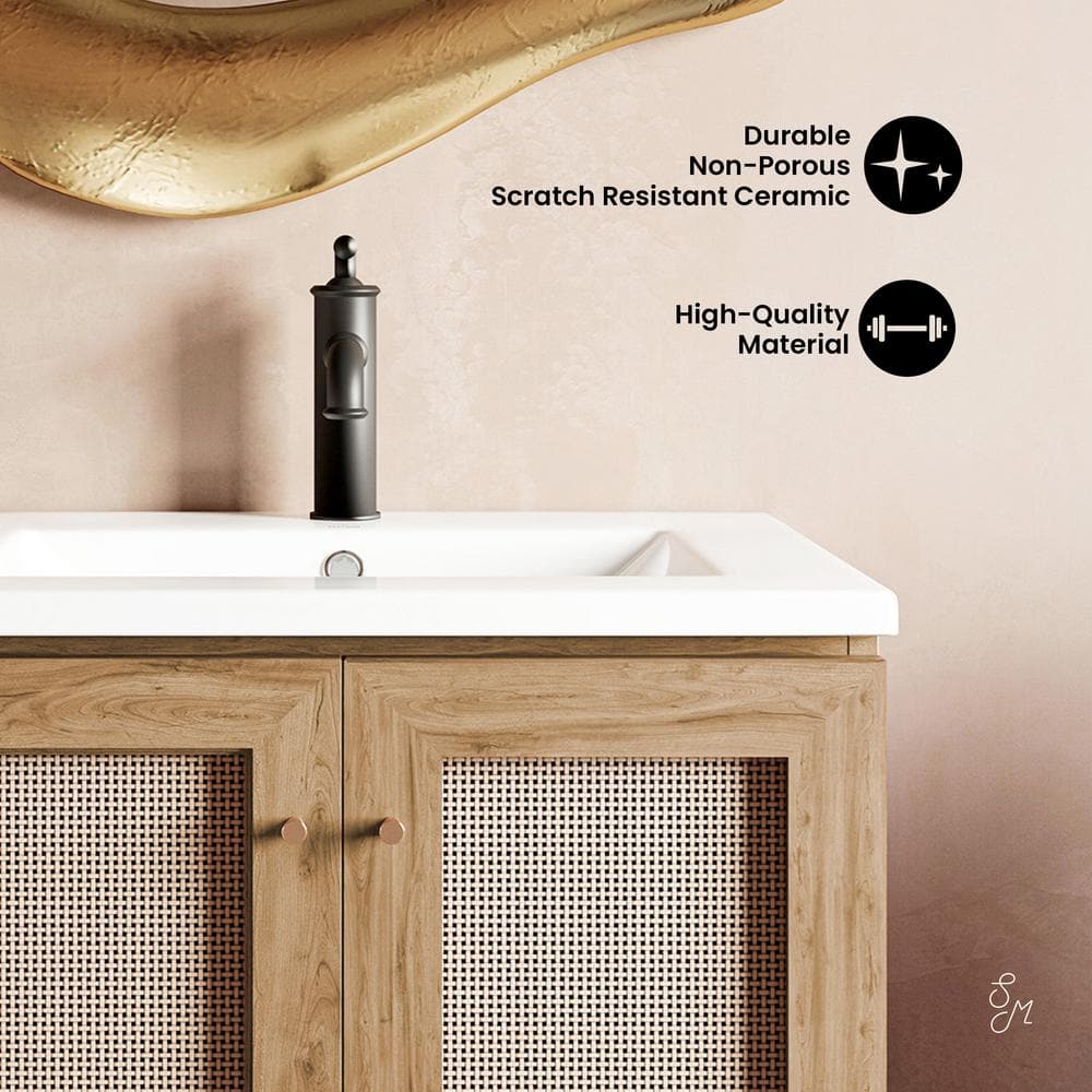 Classe 24" Oak Freestanding Bathroom Vanity with Ceramic Sink
