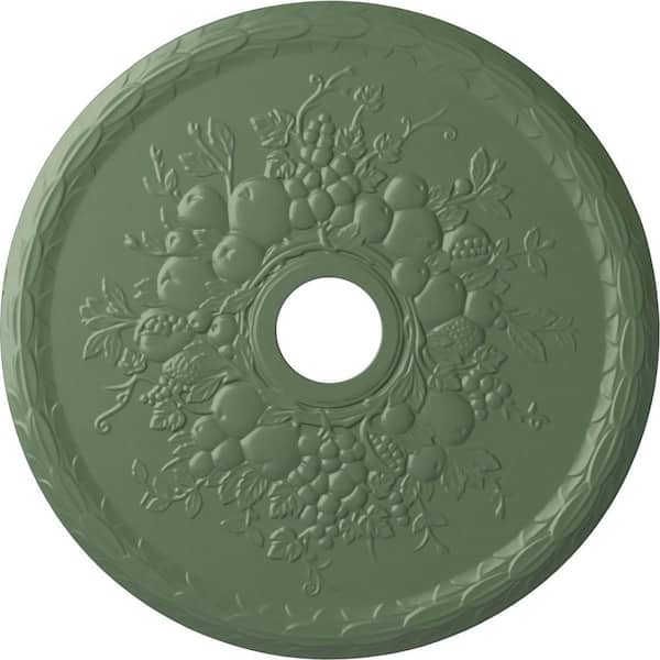 Ekena Millwork 5/8" x 22-5/8" x 22-5/8" Polyurethane Grape Ceiling, Hand-Painted Athenian Green