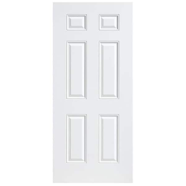 Masonite 32 in. x 80 in. Fire-Rated Primed Prehung Left Hand Inswing 6 Panel Fire Exterior Door with Steel Frame