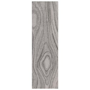 Abstract Gray 2 ft. x 8 ft. Abstract Striped Runner Rug