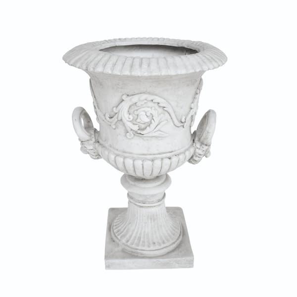 18.75 in. W x 28.25 in. H Antique White Composite Magnesium Oxide Garden Urn Planter