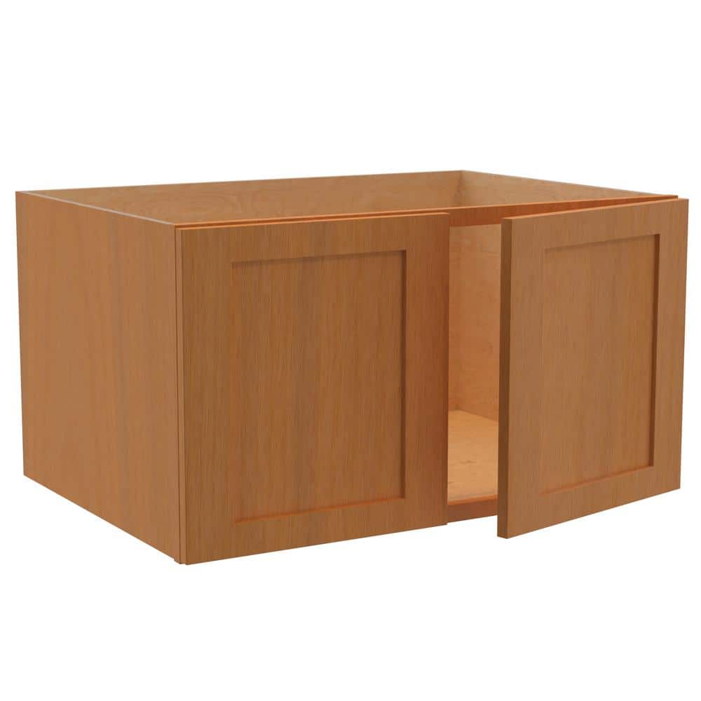 Hargrove Cinnamon Stained Plywood Shaker Assembled Wall Kitchen Cabinet Soft Close 33 W in. 24 D in. 12 in. H