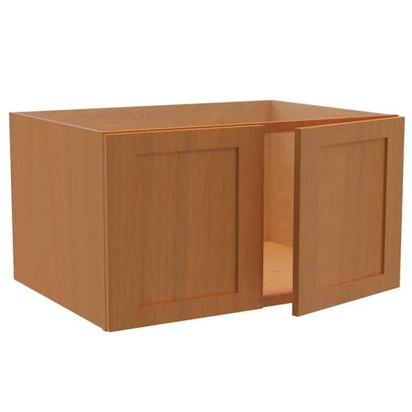 Home Decorators Collection Newport 33 in. W x 24 in. D x 18 in. H Assembled Plywood Wall Bridge Kitchen Cabinet in Cinnamon with Soft Close