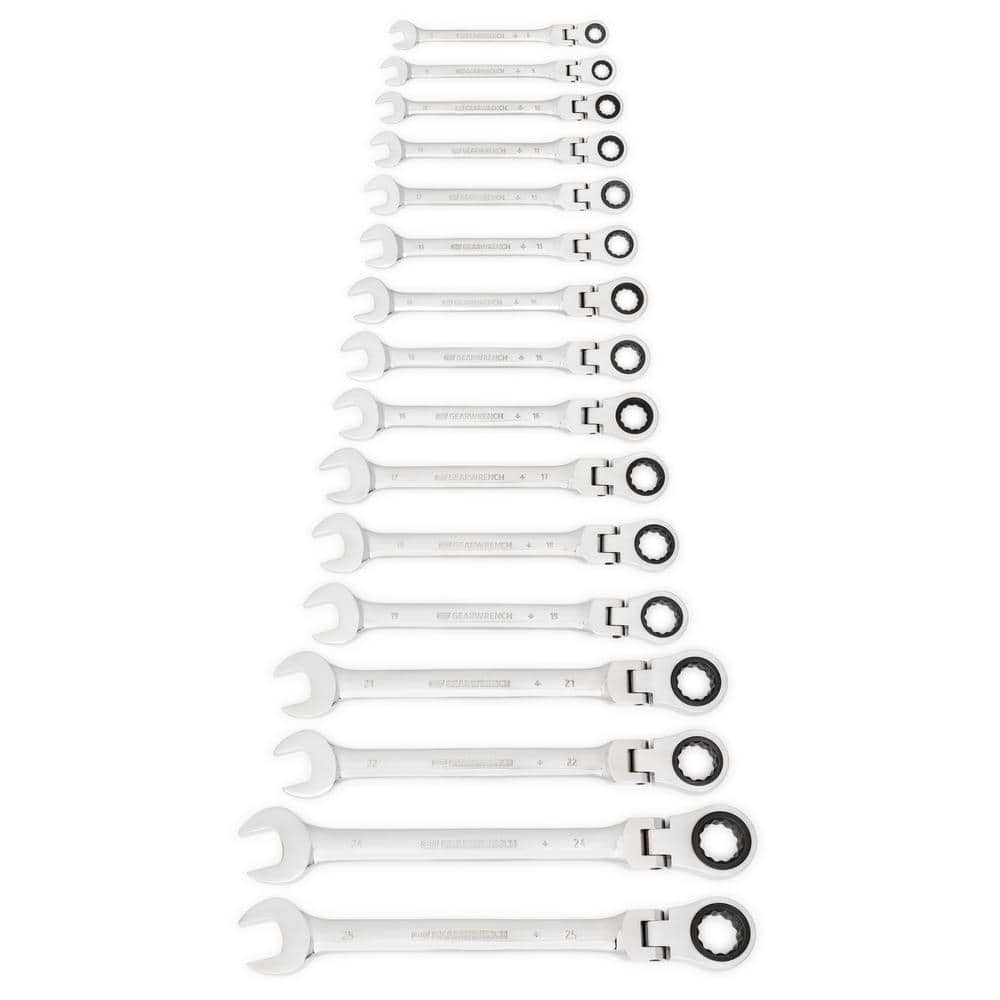 Metric 72-Tooth Flex Head Combination Ratcheting Wrench Tool Set (16-Piece)