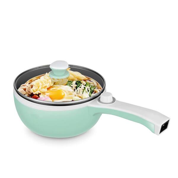 1.5 L Mini Portable Electric Hot Pot, Stainless Steel Non-Stick Sauté Pan, Rapid Noodles Electric Pot, Green
