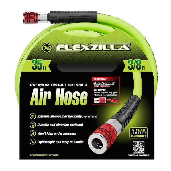 3-Piece Air Hose Kit, 3/8 in. x 35 ft. with Color Connex Coupler and Plug, Type D, Red