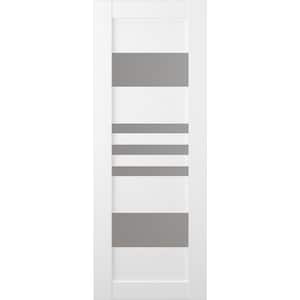 Leti 18 in. x 96 in. No Bore Solid Core 5-Lite Frosted Glass Bianco Noble Wood Composite Interior Door Slab