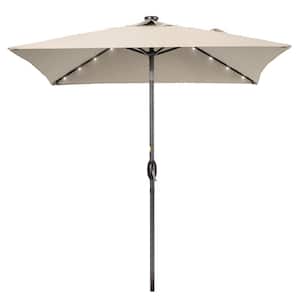 6.5 ft. x 6.5 ft. LED Square Patio Market Umbrella with UPF50+, Tilt Function and Wind-Resistant Design, Beige