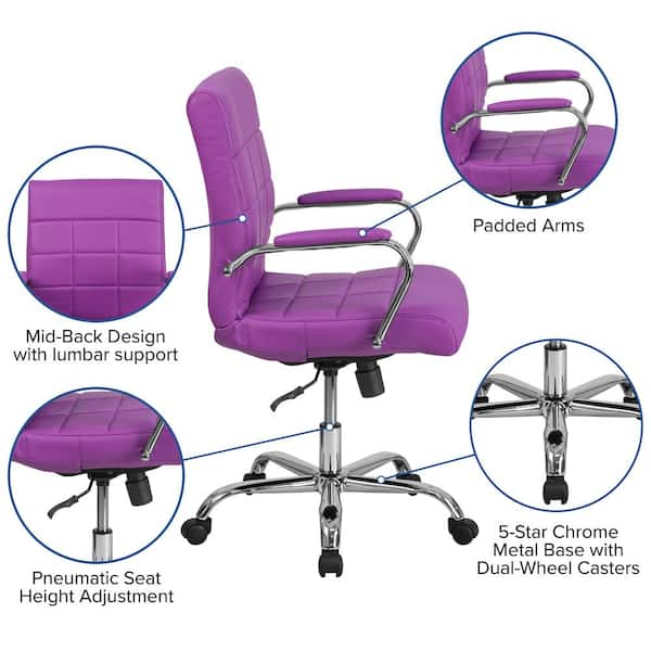 LACOO Office Purple Mid Back Swivel Lumbar Support Desk, Computer