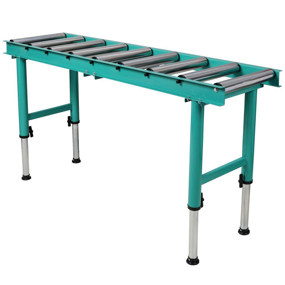 65 in. W x 18 in. D Heavy Duty Steel Adjustable Height Green Workbench Table Conveyor Roller Stand with 9 Rolls price history on PriceWatchPro