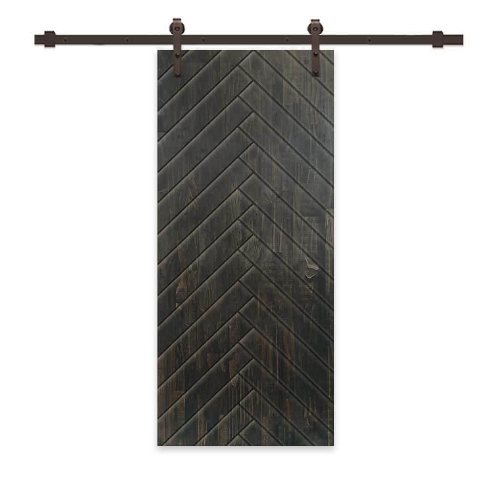 30 in. x 80 in. Charcoal Black Stained Pine Wood Modern Interior Sliding Barn Door with Hardware Kit price history on PriceWatchPro