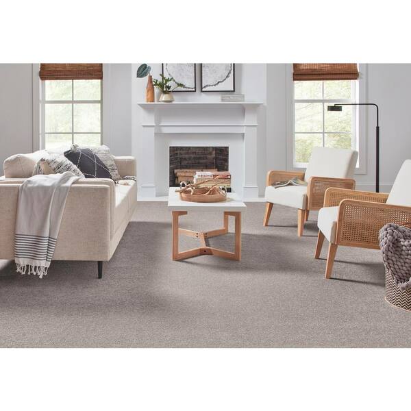 Mohawk Home & Office Board Room Charcoal Textured Carpet Sample (Interior)