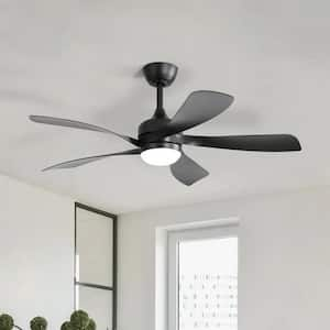 52 in. Indoor/Outdoor Smart Black Downrod Ceiling Fan with Led Lights and 6-Speed DC Remote APP Control