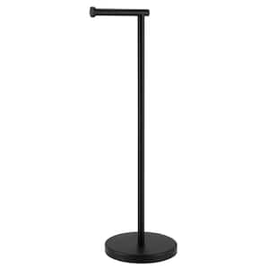 Bathroom Freestanding Toilet Paper Holder 26 in. H Tissue Roll Holder Floor Stand in Matte Black