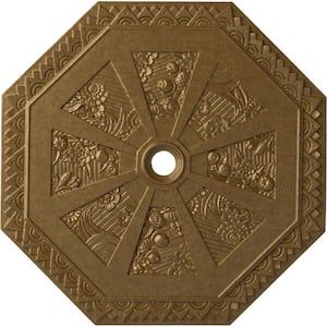 1-1/8 in. x 29-1/8 in. x 29-1/8 in. Polyurethane Spring Octagonal Ceiling Medallion, Pale Gold
