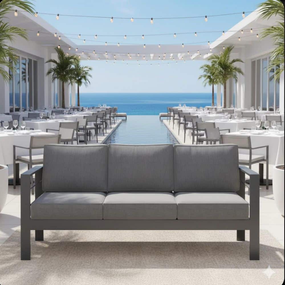 Gray 3-Piece Aluminum Outdoor Sectional Set with Dark Gray Cushions Durable Construction Easy to Install price history on PriceWatchPro