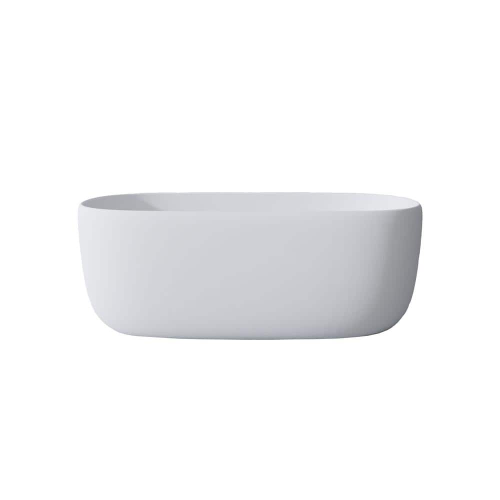 51 in. x 25.6 in. Stone Resin Solid Surface Freestanding Soaking Bathtub Tub with Center Drain in Matte White price history on PriceWatchPro