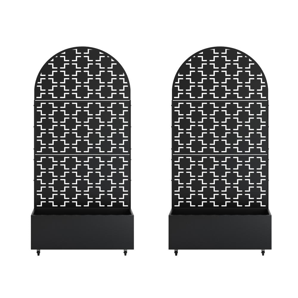 70.8 in. H × 35.4 in. W Black Arched Privacy Metal Garden Fence Screen Panels with Planter Box（2-Pack） price history on PriceWatchPro