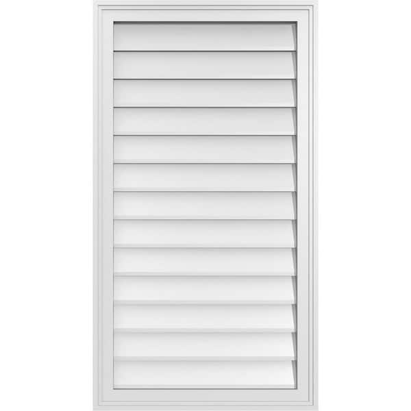 Ekena Millwork 22 in. x 40 in. Vertical Surface Mount PVC Gable Vent: Decorative with Brickmould Frame