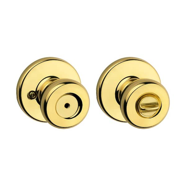 Tylo Polished Brass Bed/Bath Door Knob Featuring Microban Antimicrobial Technology with Lock