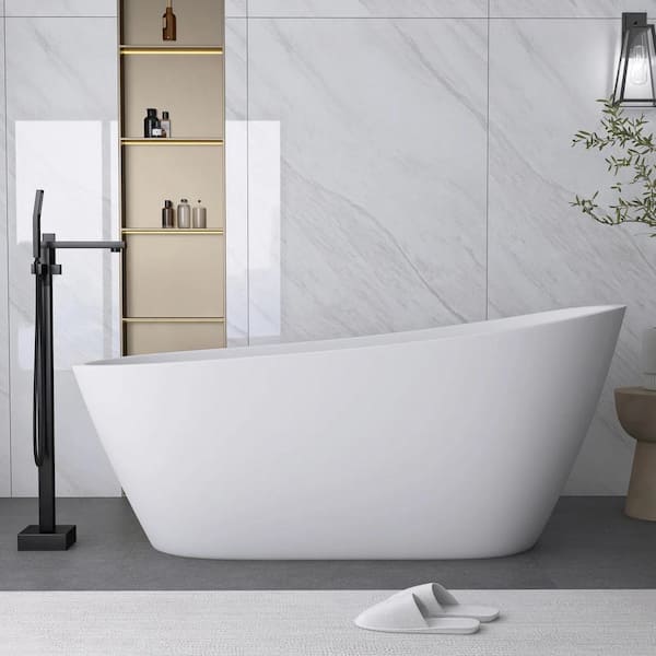 67 in. x 31 in. Acrylic Freestanding Soaking Bathtub in Gloss White