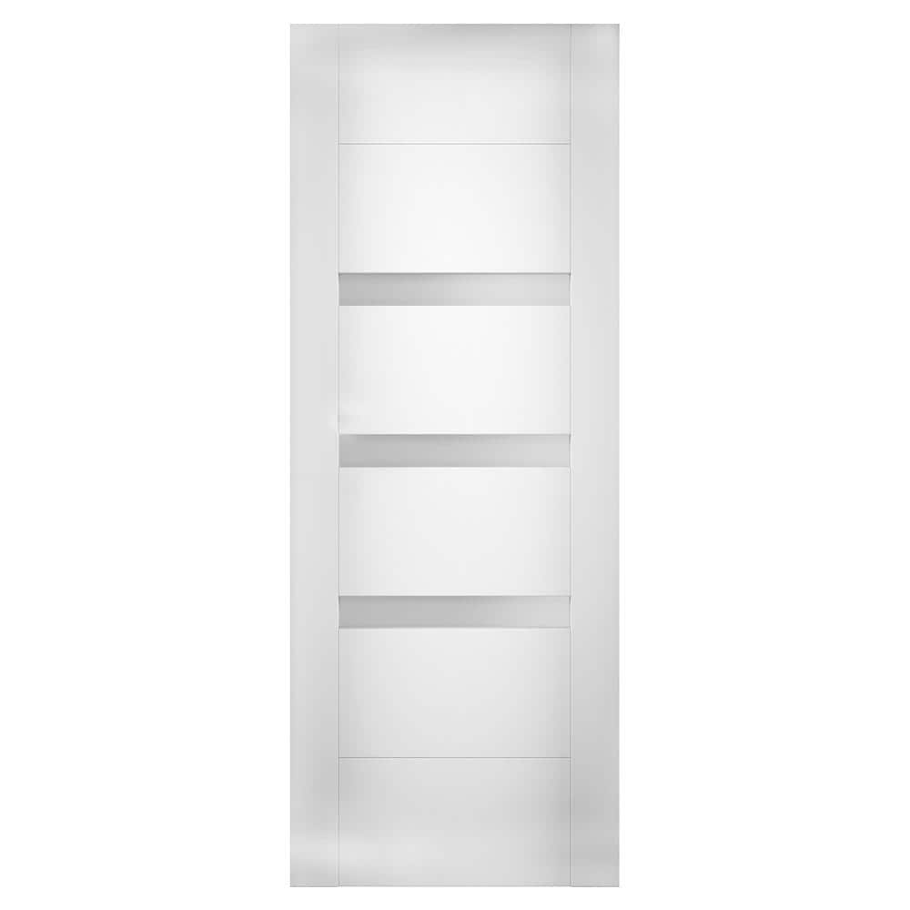 42 in. x 80 in. 3-Panel No Bore Solid MDF Core 3-Lites Frosted Glass White Pine Interior Door Slab price history on PriceWatchPro